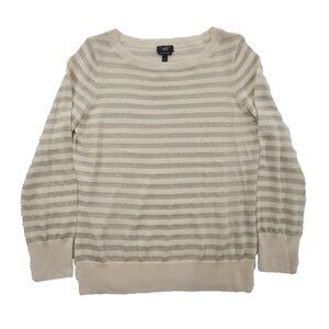 Talbots Tinsel Thread Sweater Petite Women's PL Tan Long Sleeve Holidays EUC